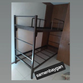 تختخواب دوطبقه مدل پادگانی سایز 200×90 سانتی متر - تخت با کشو / تخت پادگانی با کفی چوبی فلزی