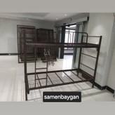 تختخواب دوطبقه مدل پادگانی سایز 200×90 سانتی متر - تخت با کشو / تخت پادگانی با کفی چوبی فلزی